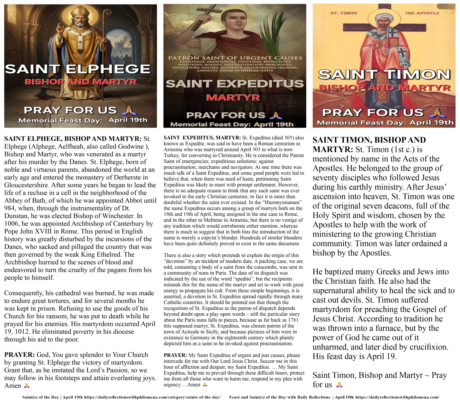 St Timon DailyReflectionsMEMORIAL OF SAINT ELPHEGE, BISHOP AND MARTYR; SAINT ...